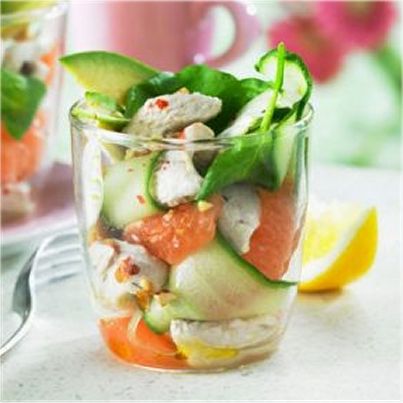 Salade de dinde marinée au pamplemousse