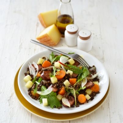 Salade tiède Pur Brebis Pyrénées, Lentilles et Montbéliard