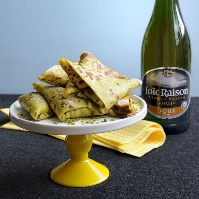 Samossa de Crêpes à la Pistache, Poires et Pécan Caramélisés