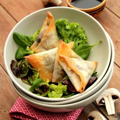 Samoussas de Boeuf, Champignons et Coriandre