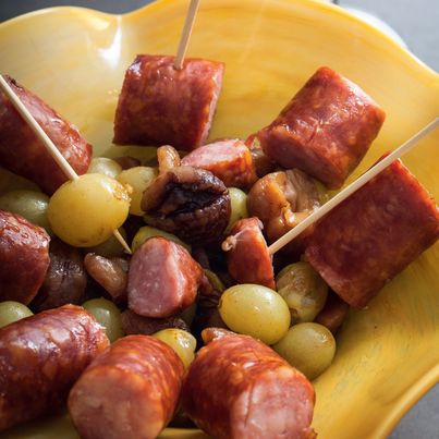 Saucisse de Montbéliard aux raisins et marrons