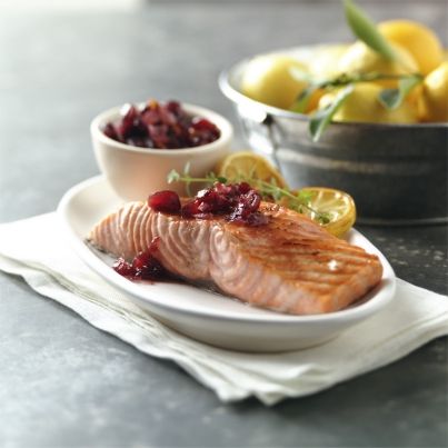 Saumon épicé avec sauce aux Cranberries
