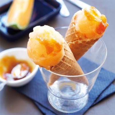 Sorbet Melon gingembre confit et son caramel de melon