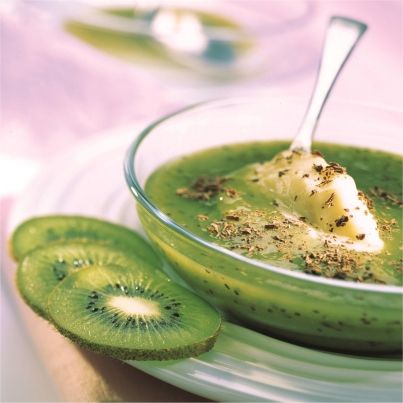 Soupe de kiwis et sorbet pomme