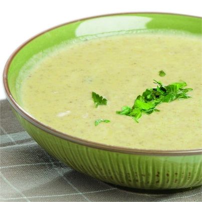 Soupe de pois cassés au foie croustillant