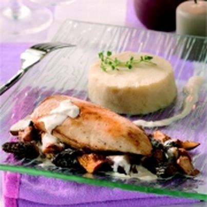 Suprêmes de pintade au Champagne et petits champignons