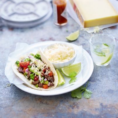 Tacos au bœuf mariné et Gruyère AOP suisse d'Alpage