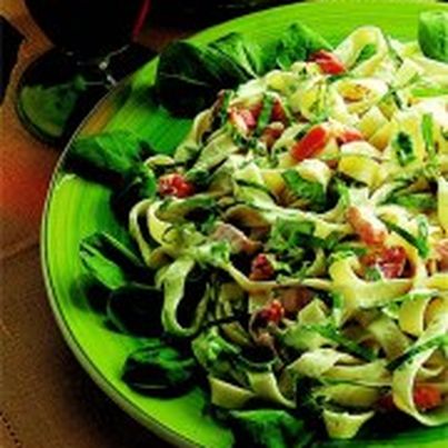 Tagliatelles Carbonara à la Mâche