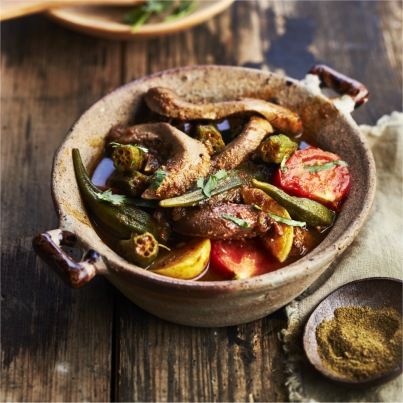 Tajine de langues d'agneau aux gombos et citrons confits