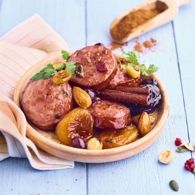 Tajine Sucré-Salé Saucisse de Morteau et Fruits Secs