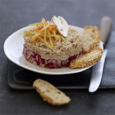 Tartare de rillettes aux petits légumes croquants