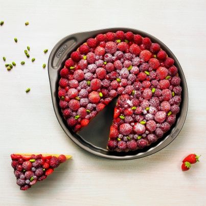 Tarte à la framboise et la pistache
