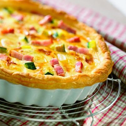 Tarte au potiron, poireau et dés de lardons