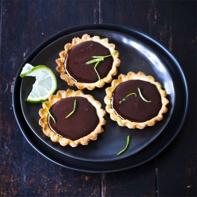 Tartelettes au chocolat, gingembre et citron vert