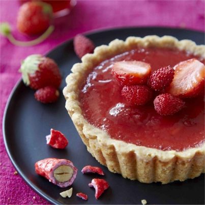 Tartelettes aux framboises et aux pralines roses à la Confiture de Fraises