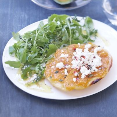 Tatin de melon au thym et chèvre frais