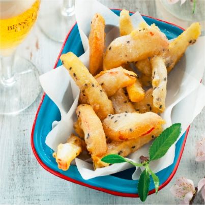 Tempura de pommes fruit