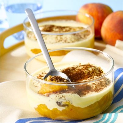 Tiramisu aux pêches de nos régions et vin de Banyuls