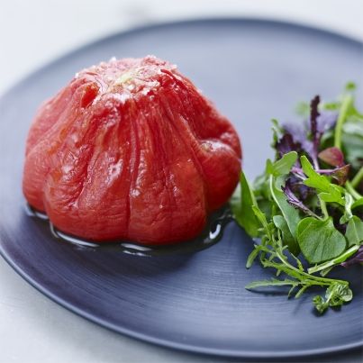 Tomate côtelée confite au citron vert