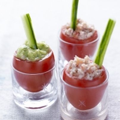 Tomates à la coque, mouillettes de concombre