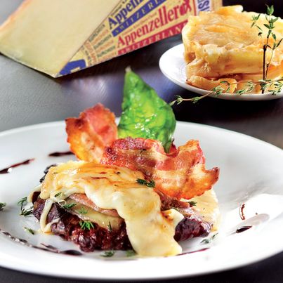 Tranches d’Appenzeller® sur onglet de boeuf aux anchois et garniture d’hiver