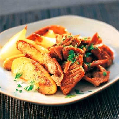 Tripes au cidre et pommes poêlées