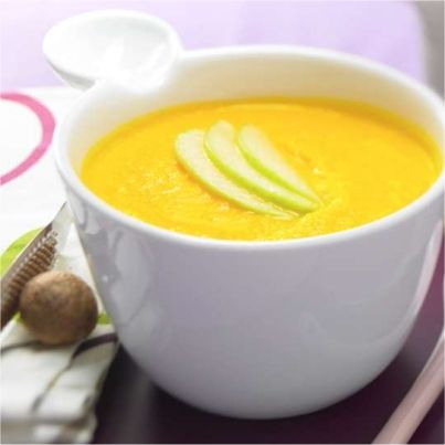 Velouté de carottes et pommes vertes