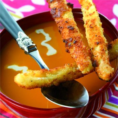 Cromesquis au Cantal jeune et velouté de potiron