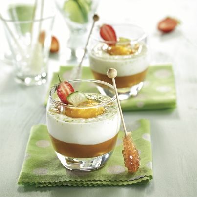 Verrine de mangue, fromage blanc et Caramel au Beurre Salé Régilait