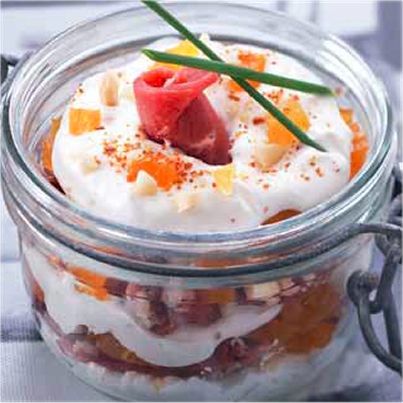 Verrines de magret de canard et chantilly au piment d'Espelette