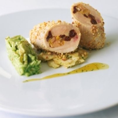 Rouleau de Volaille Farci au Foie Gras et Risotto d'Artichauts à la Coriandre