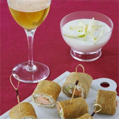 Wraps au saumon laqué au cidre, rémoulade de pommes Granny