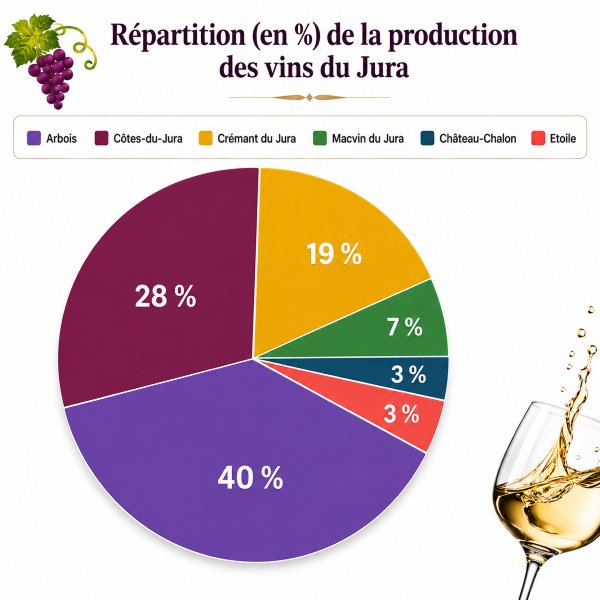 Répartition en pourcentage des vins du Jura